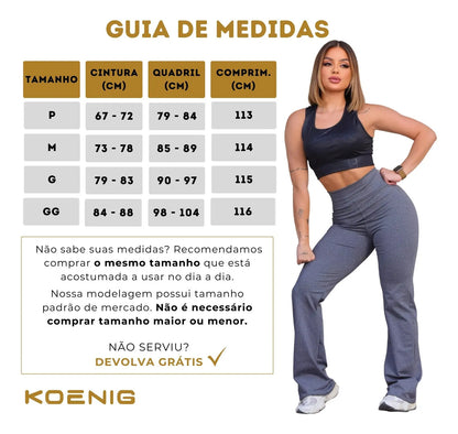 Calça Legging Flare Bailarina Leg Boca De Sino Cintura Alta