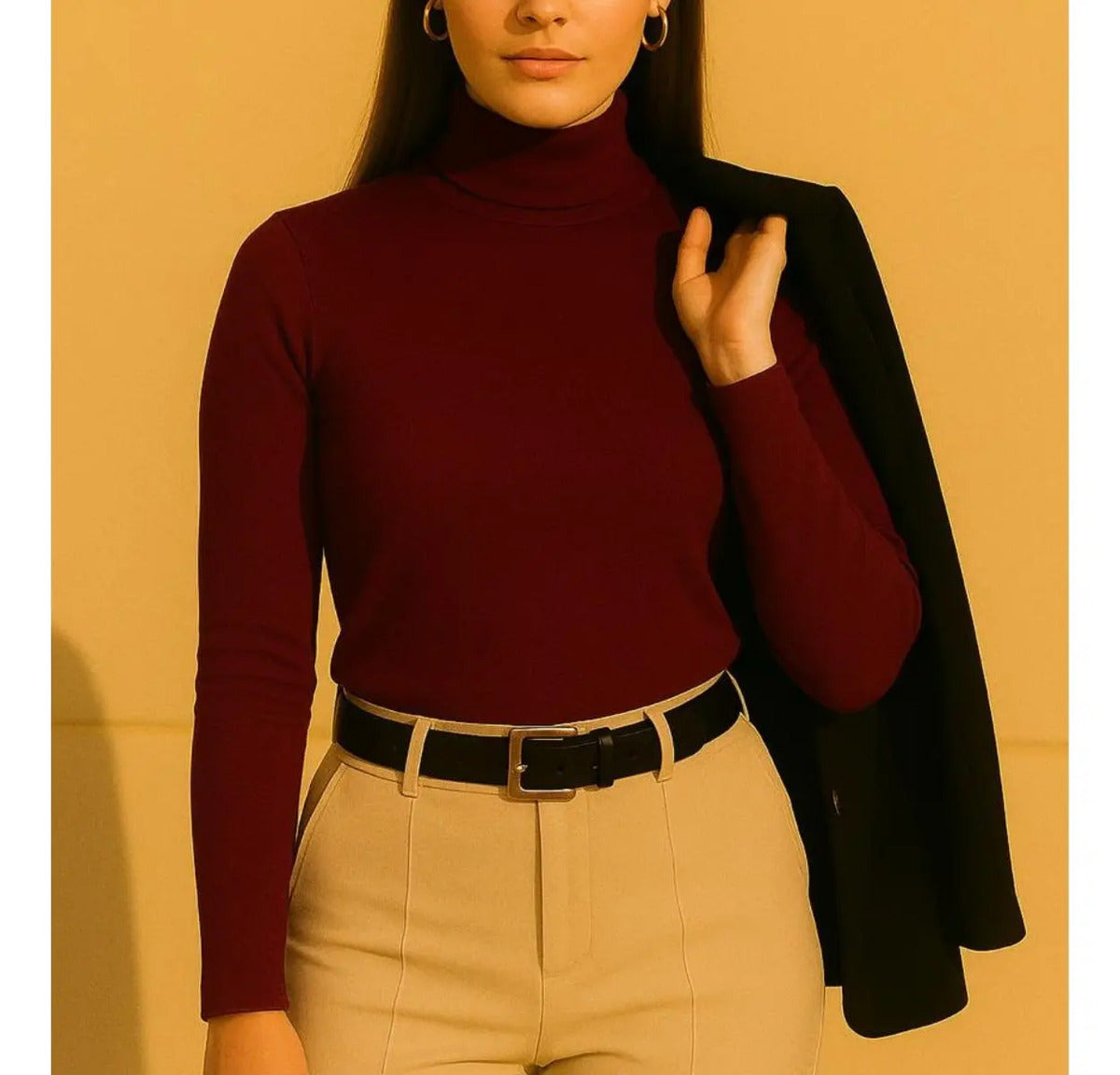 Blusa Cacharrel Feminina Inverno Gola Alta Viscolaycra Cores