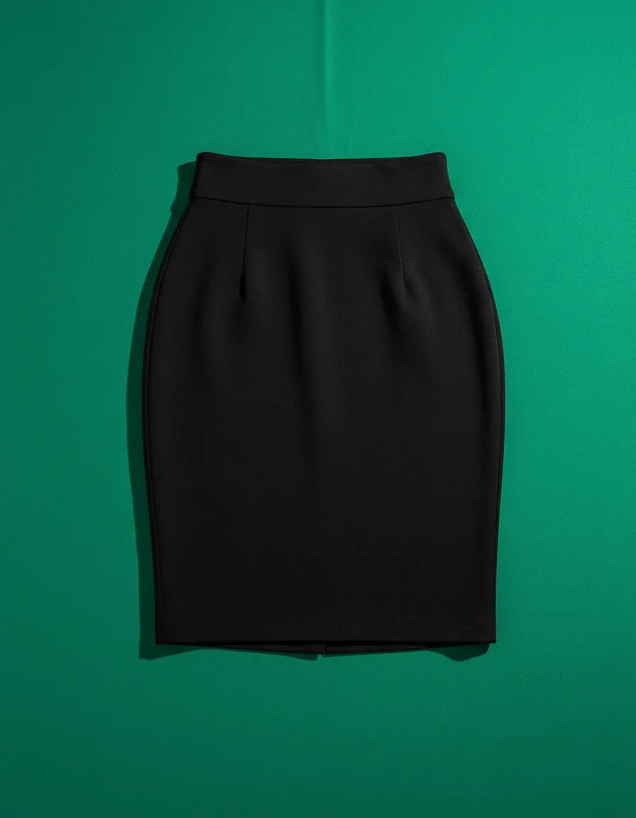 Saia Lapis Midi Social Feminina Secretaria Cintura Alta Lisa