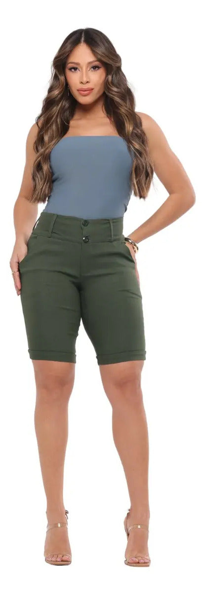 Bermuda Feminina Social - Ate O Joelho - Bengaline Lycra