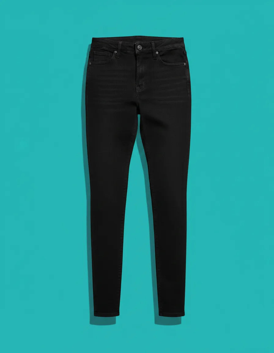 Calça Skinny Jeans Feminina Cintura Alta Marmorizada Lycra