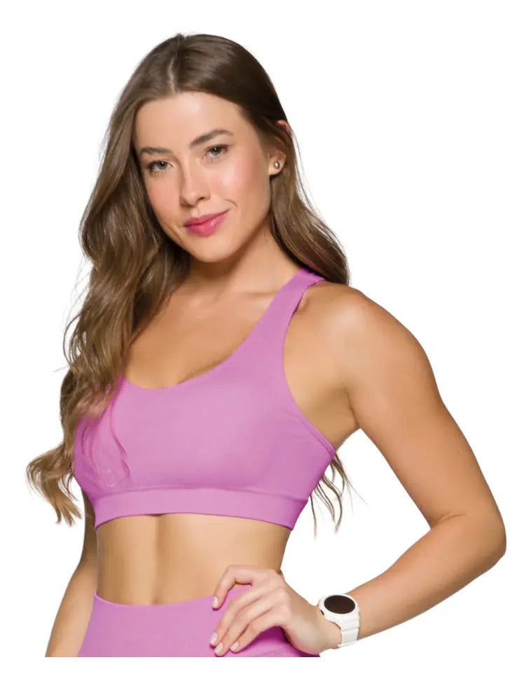 Top Nadador Canelado Sem Costura Fitness Academia Selene