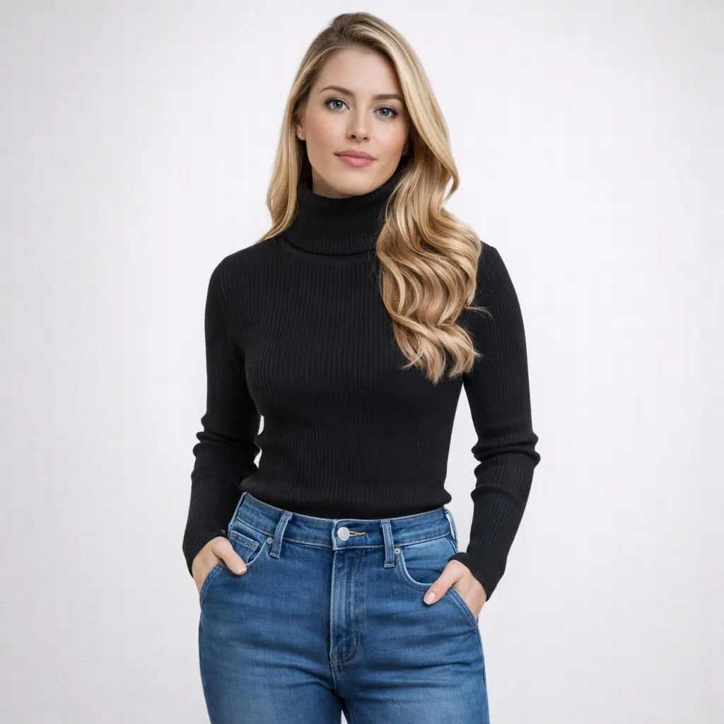 Blusa Cacharrel Feminina Tricô Lã Blusinha Gola Alta Rolê