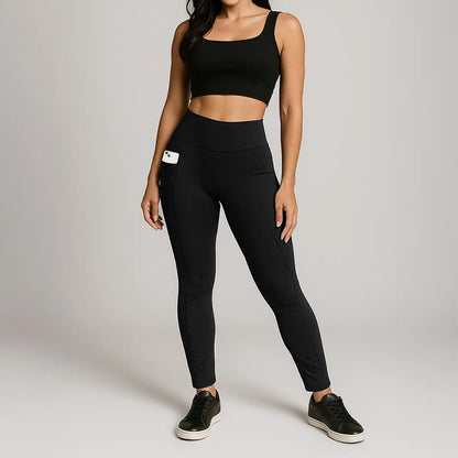 Kit 2 Calças Legging Feminina Grossa Cintura Alta Com Bolso