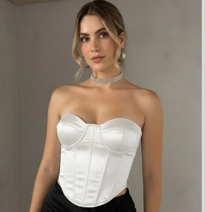 Corselet Cropped Modeladora Espartilho Blogueira Sensual