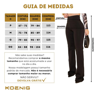 Calça Legging Flare Bailarina Leg Boca De Sino Cintura Alta