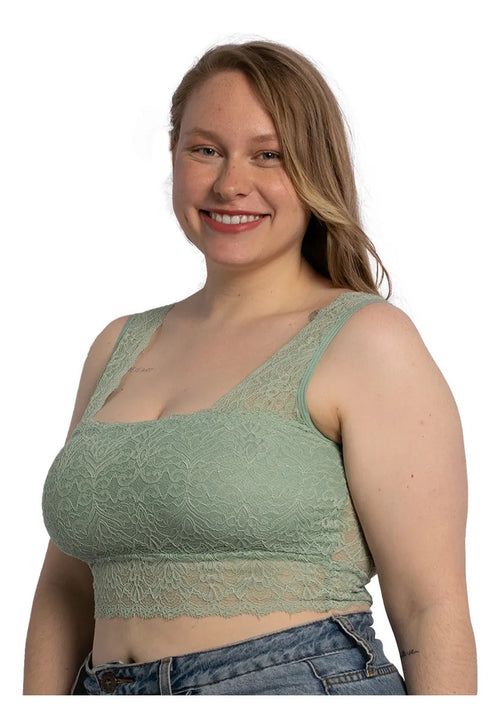 Kit 2 Top Plus Size Sem Bojo Renda Sutiã Cropped Feminina