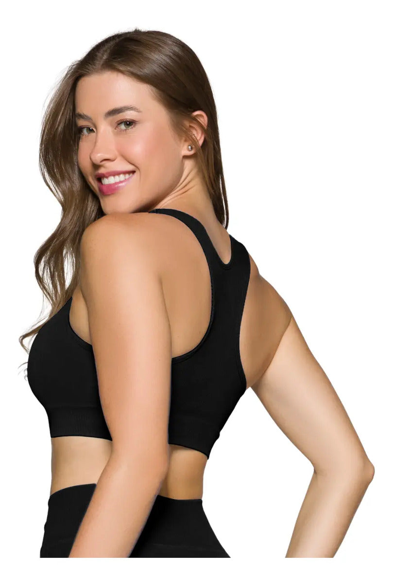 Top Nadador Canelado Sem Costura Fitness Academia Selene