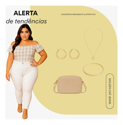 Calça Jeans Plus Size Cintura Alta Elastano Lycra Modeladora