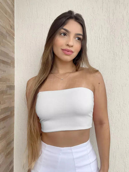Kit 2 Cropped Top Faixa Suplex Com Forro Verão