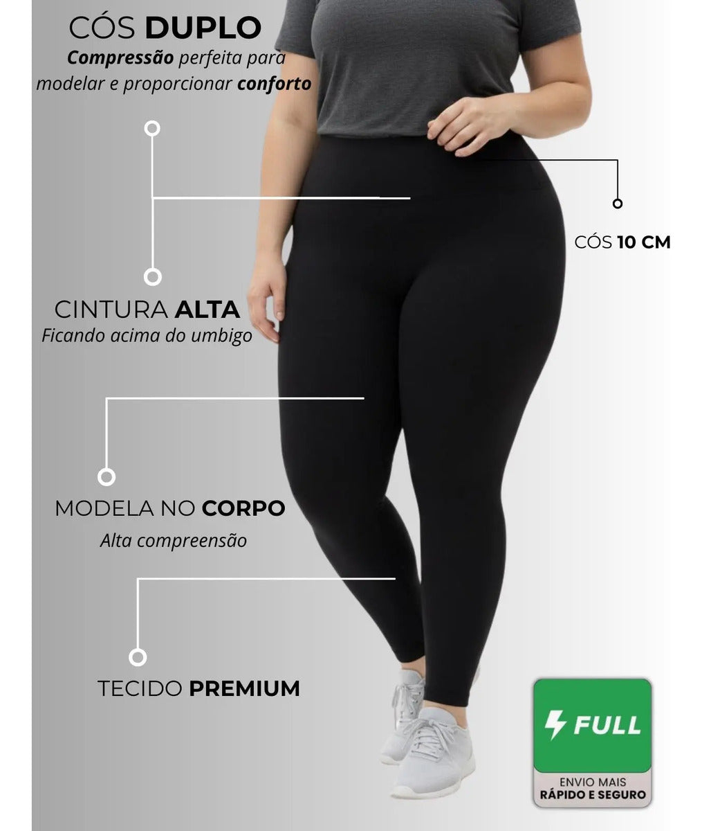 Calça Legging Plus Size Academia Suplex Costura Reforçada