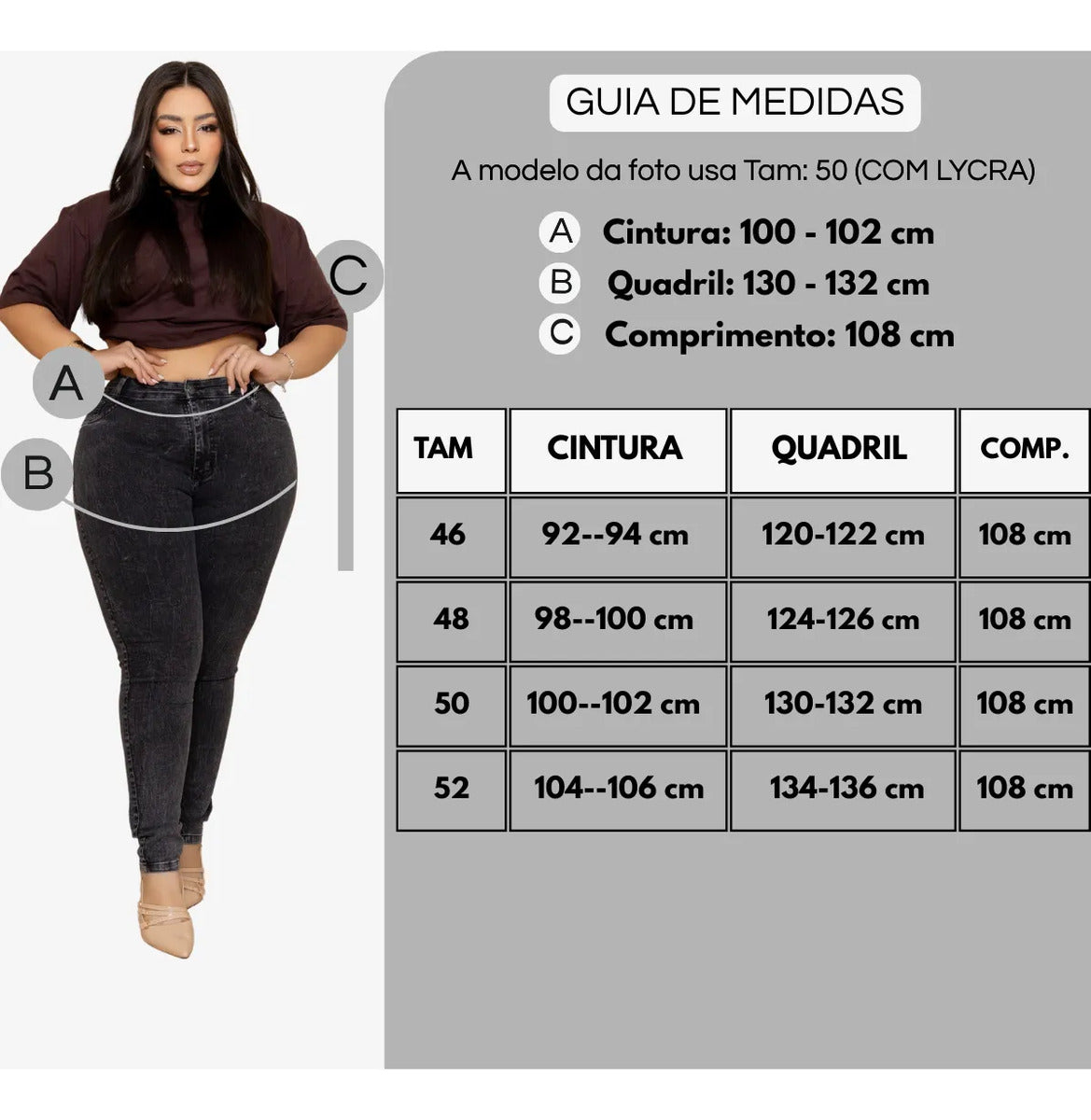 Calça Jeans Plus Size Cintura Alta Elastano Lycra Modeladora