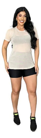 Blusa Tule Camiseta Feminina Academia Fitness