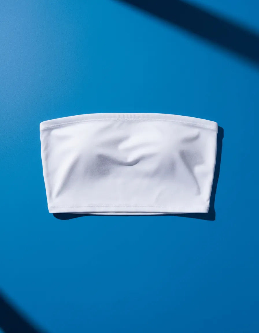 Cropped Tubo Top Tubinho Suplex Duplo Azul Royal Marrom