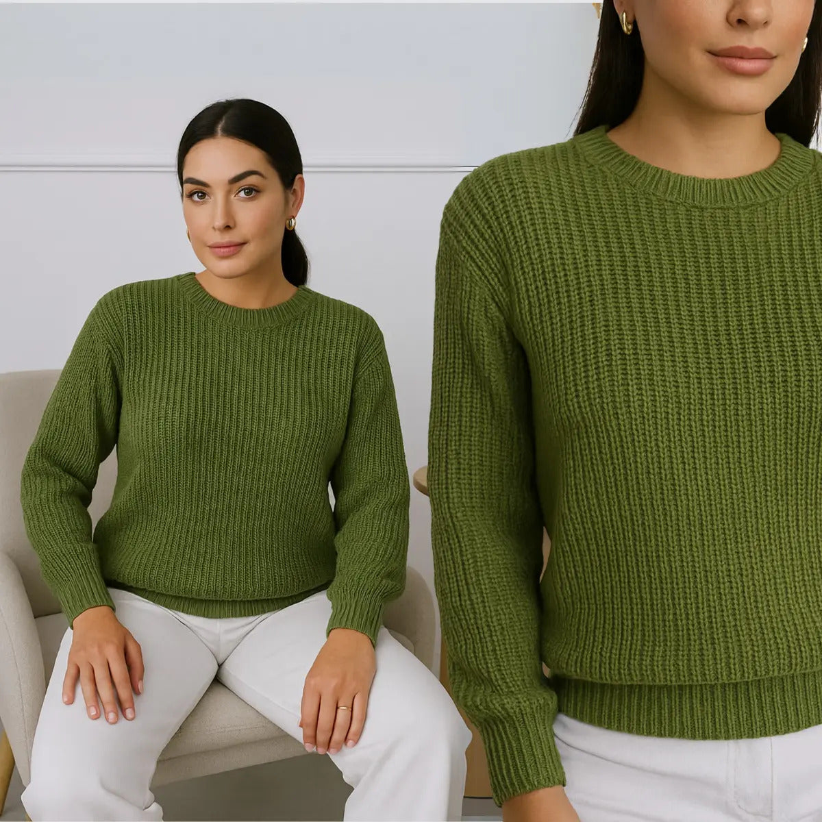 Suéter Blusa Manga Longa Max Cropped Frio Pullover Lã Trico