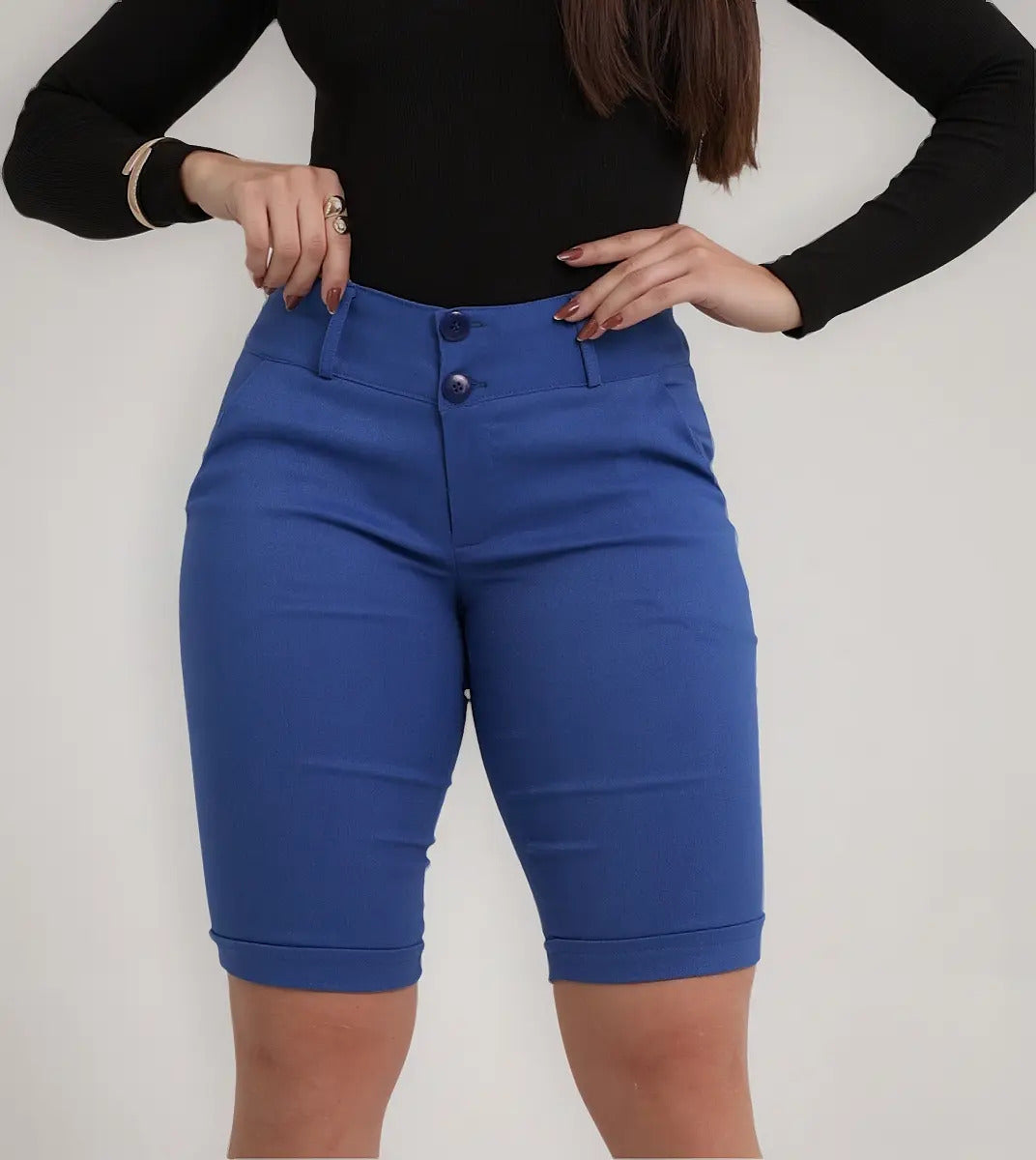 Bermuda Feminina Social - Ate O Joelho - Bengaline Lycra