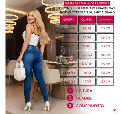 Calça Jeans Feminina Preta Cintura Alta Com Lycra Modeladora