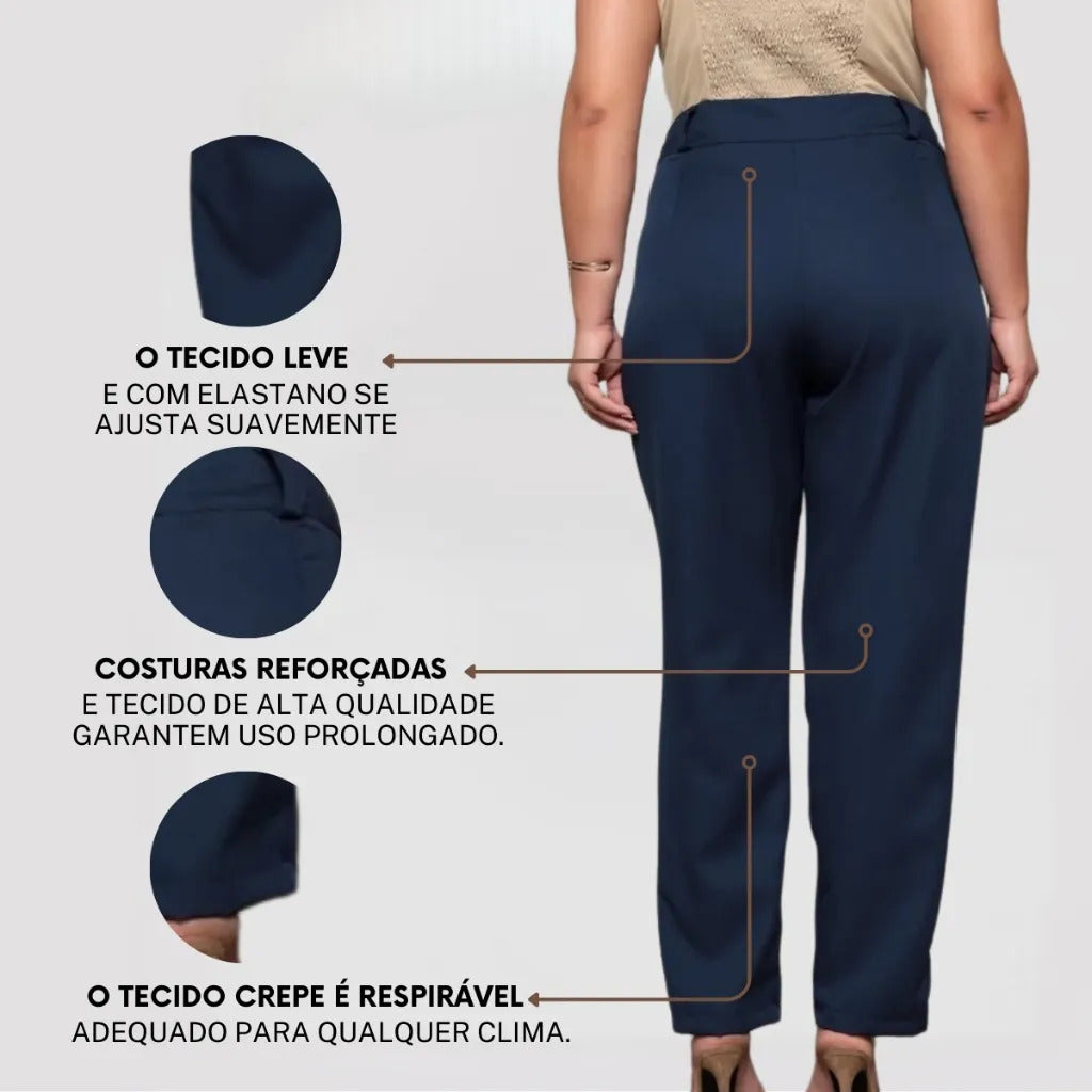 Calça Social Alfaiataria Cintura Alta Plus Size Feminina