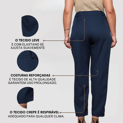 Calça Social Alfaiataria Cintura Alta Plus Size Feminina