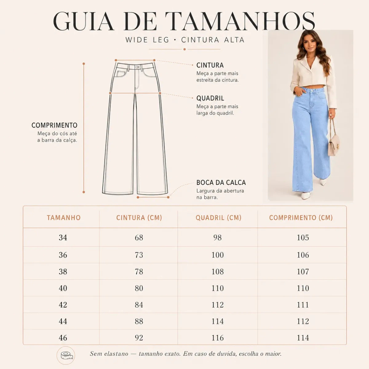 Calça Jeans Pantalona Wide Leg Feminina Cintura Alta Larga