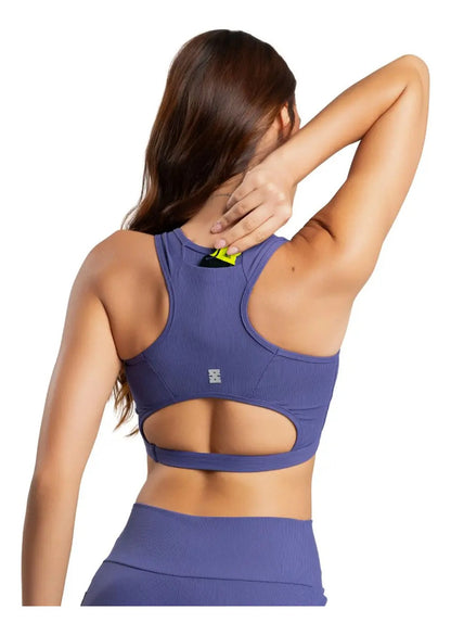Top Feminino Academia Bolso Nadador Corrida Fitness Esporte