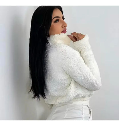 Casaco Teddy Curto Blusa Frio Pelo Feminino Cropped Pelinho