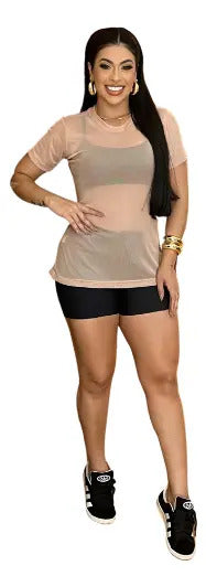 Blusa Tule Camiseta Feminina Academia Fitness