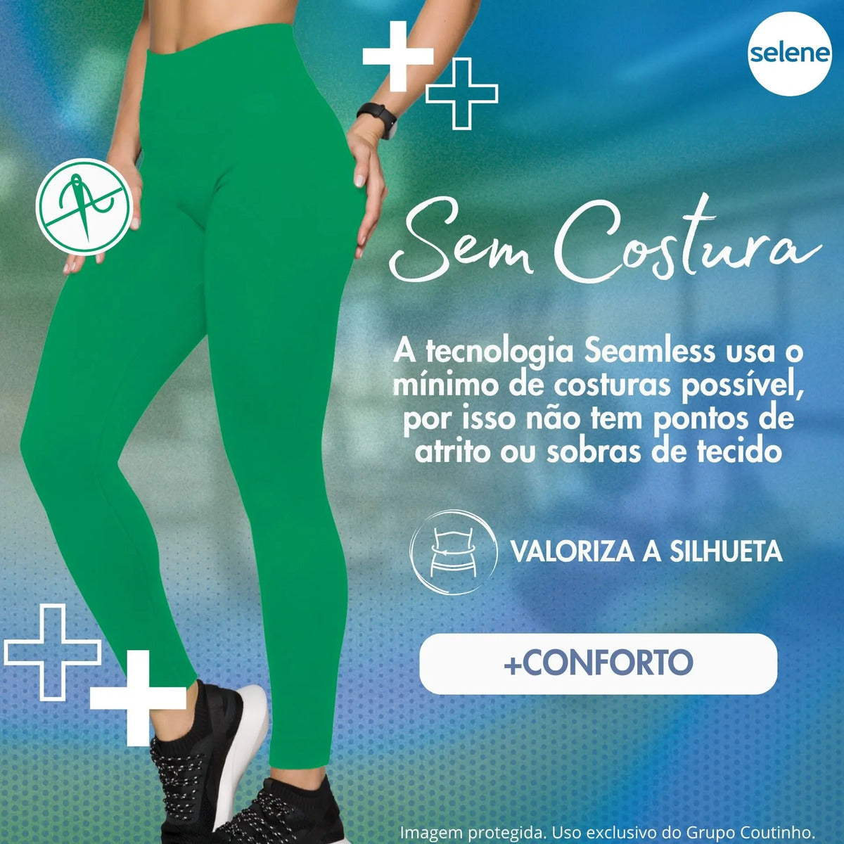 Calça Legging Zero Transparência Fitness Cintura Alta Selene