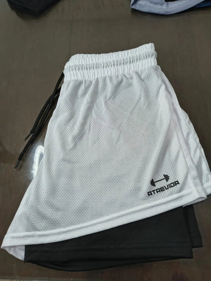 Conjunto 2 Shorts Feminino Compressão Corrida Bolso Oculto