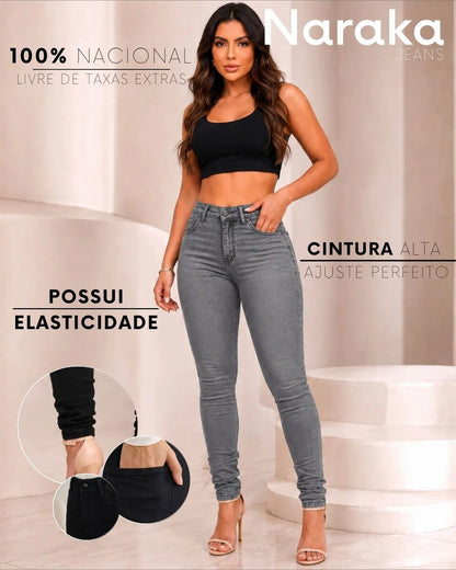 Calça Jeans Feminina Skinny Cintura Alta Levanta Bumbum