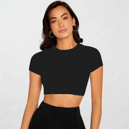 Top Cropped Feminino Básico Blusinha Academia Manga Curta