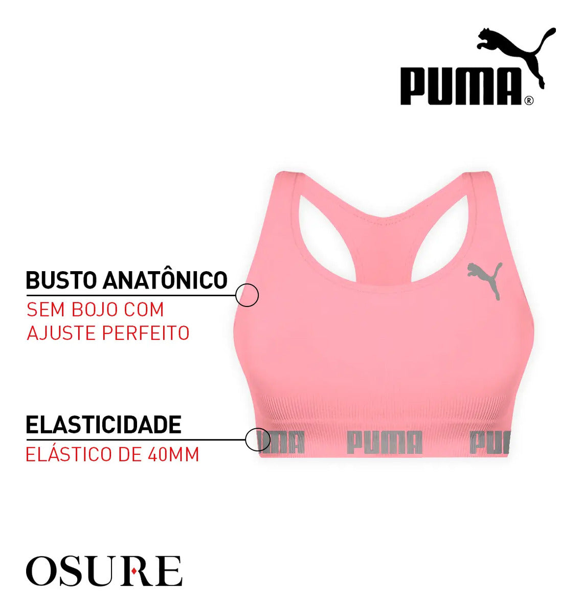 Top Puma Original Feminino Alta Sustentação Academia Fitness
