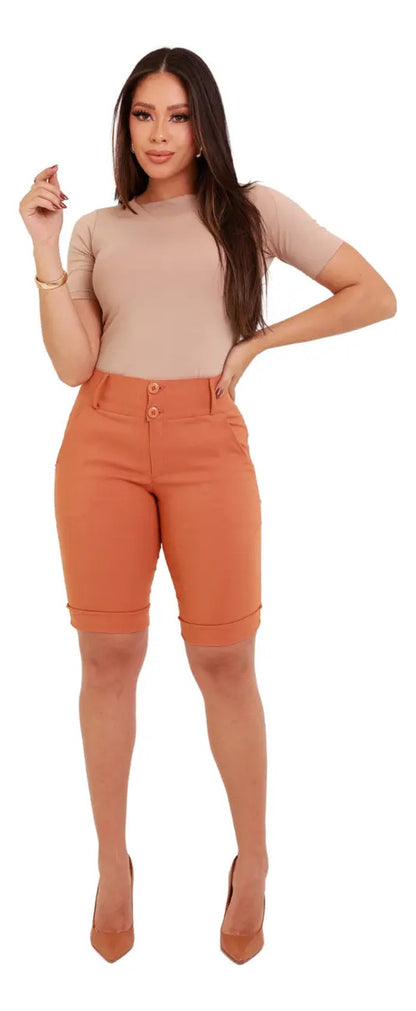 Bermuda Feminina Social - Ate O Joelho - Bengaline Lycra