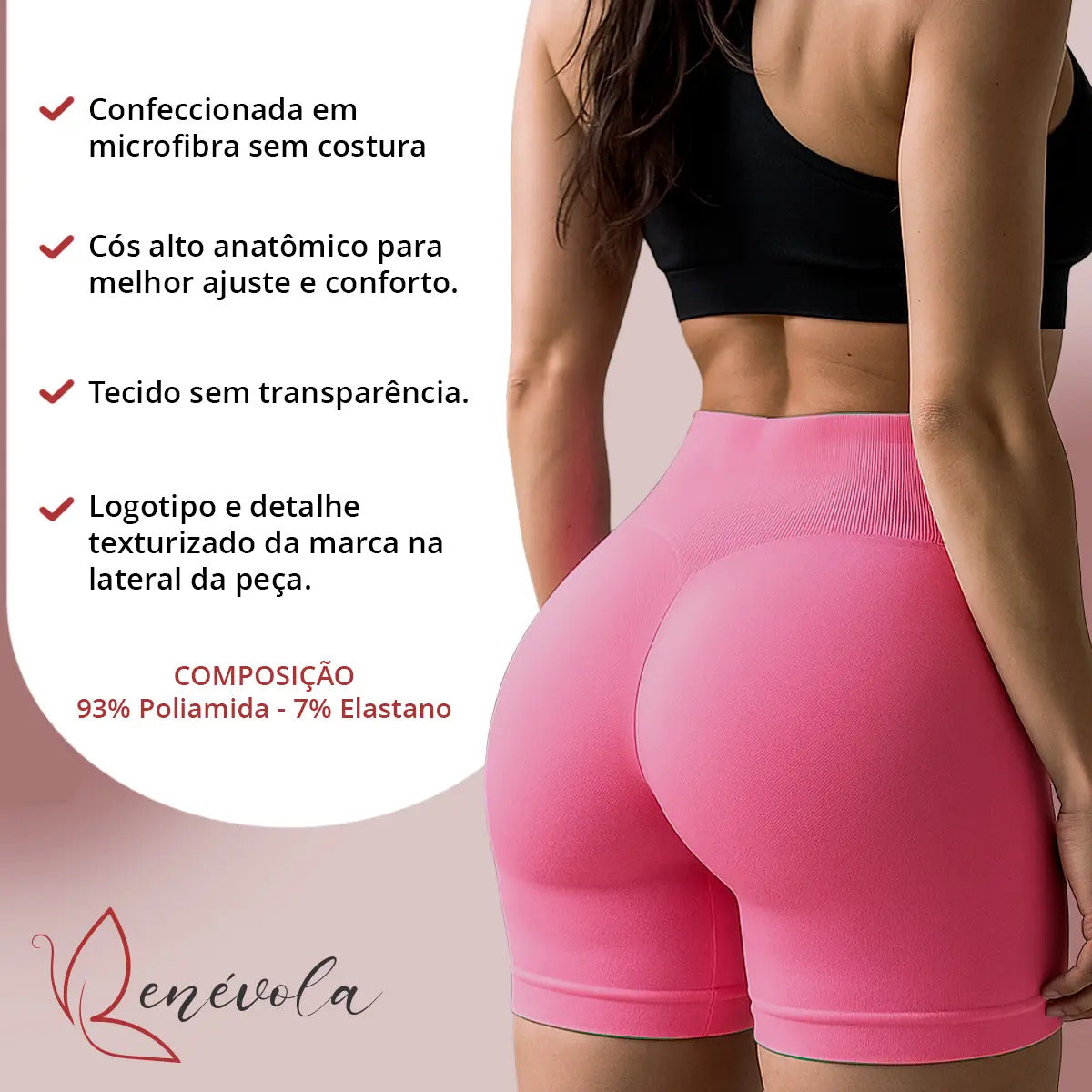 Short Selene Poliamida Zero Transparência Bermuda S/ Costura