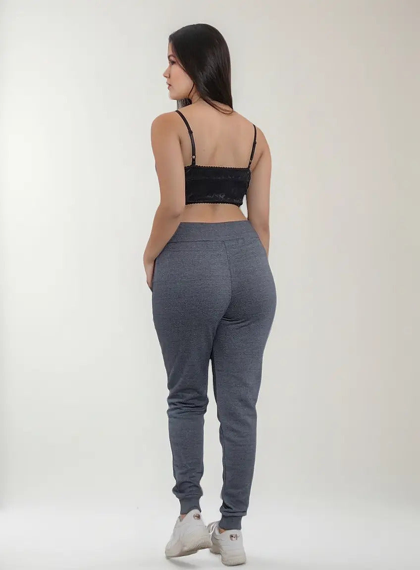 Calça Moletom Feminina Flanelado Com Bolso Lateral