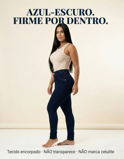 Calça Jeans Feminina Empina Bumbum Cintura Alta Lycra Preta