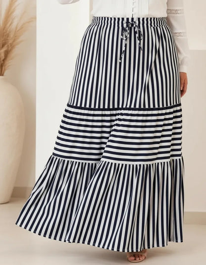 Saia Longa Com Babado Estica Bastante Veste 44 - 52 Elegante