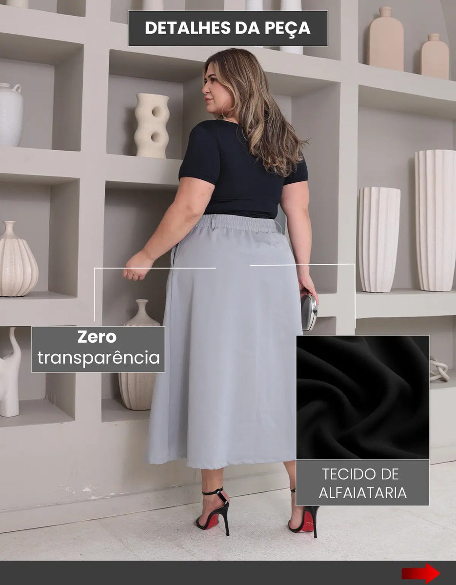 Saia Alfaiataria Feminina Plus Size Midi Evangélica Casual