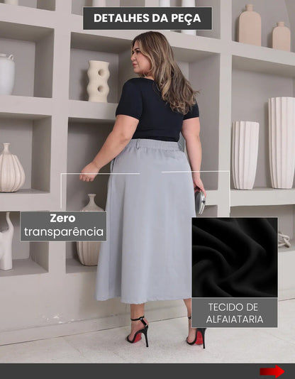 Saia Alfaiataria Feminina Plus Size Midi Evangélica Casual