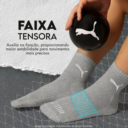 6 Pares Meias Puma Cano Médio Alto Atoalhada Academia Sport