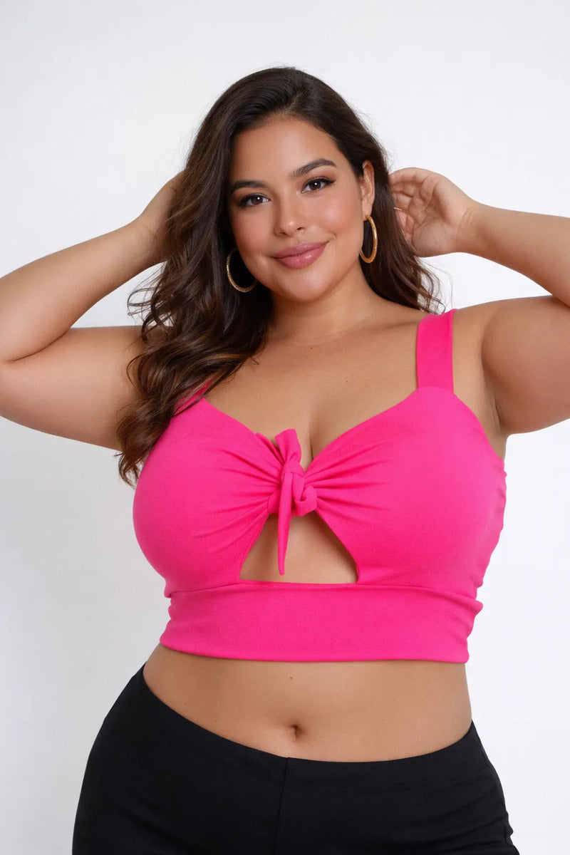 Cropped Plus Size Alça Bojo Top Suplex Super Sustentação