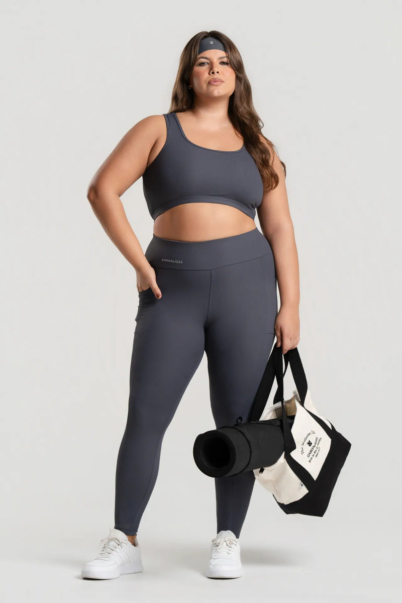 Top Feminino Academia Bolso Nadador Corrida Fitness Esporte