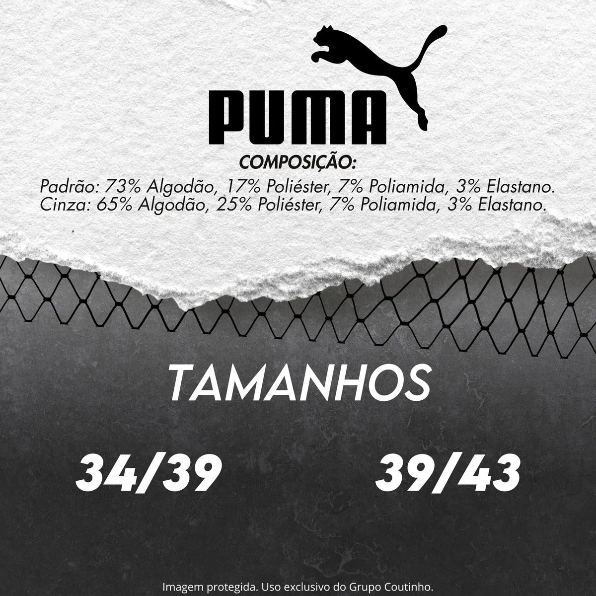 6 Pares Meias Puma Cano Médio Alto Atoalhada Academia Sport