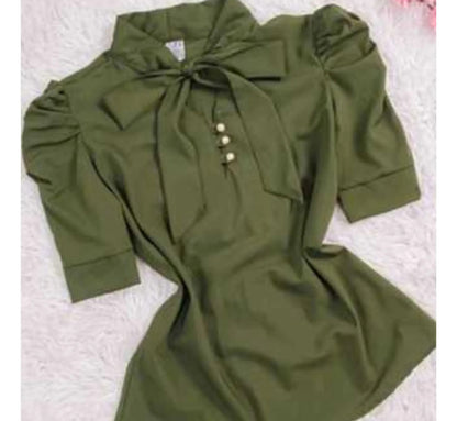 Blusa Camisa Social Romântica Laço E Botões De Pérola Manga