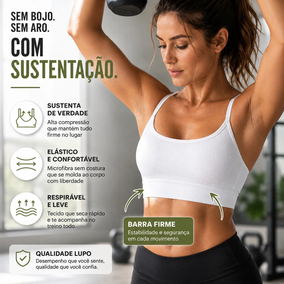 Top Lupo Loba Fitness Confortável Ótima Sustentação Academia
