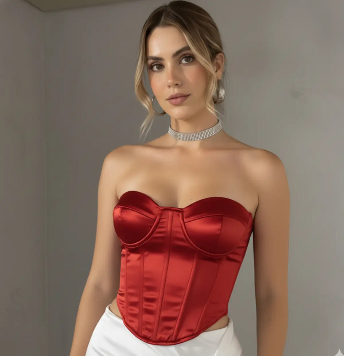 Corselet Cropped Modeladora Espartilho Blogueira Sensual