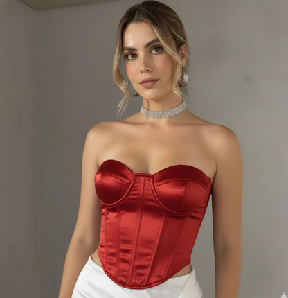 Corselet Cropped Modeladora Espartilho Blogueira Sensual