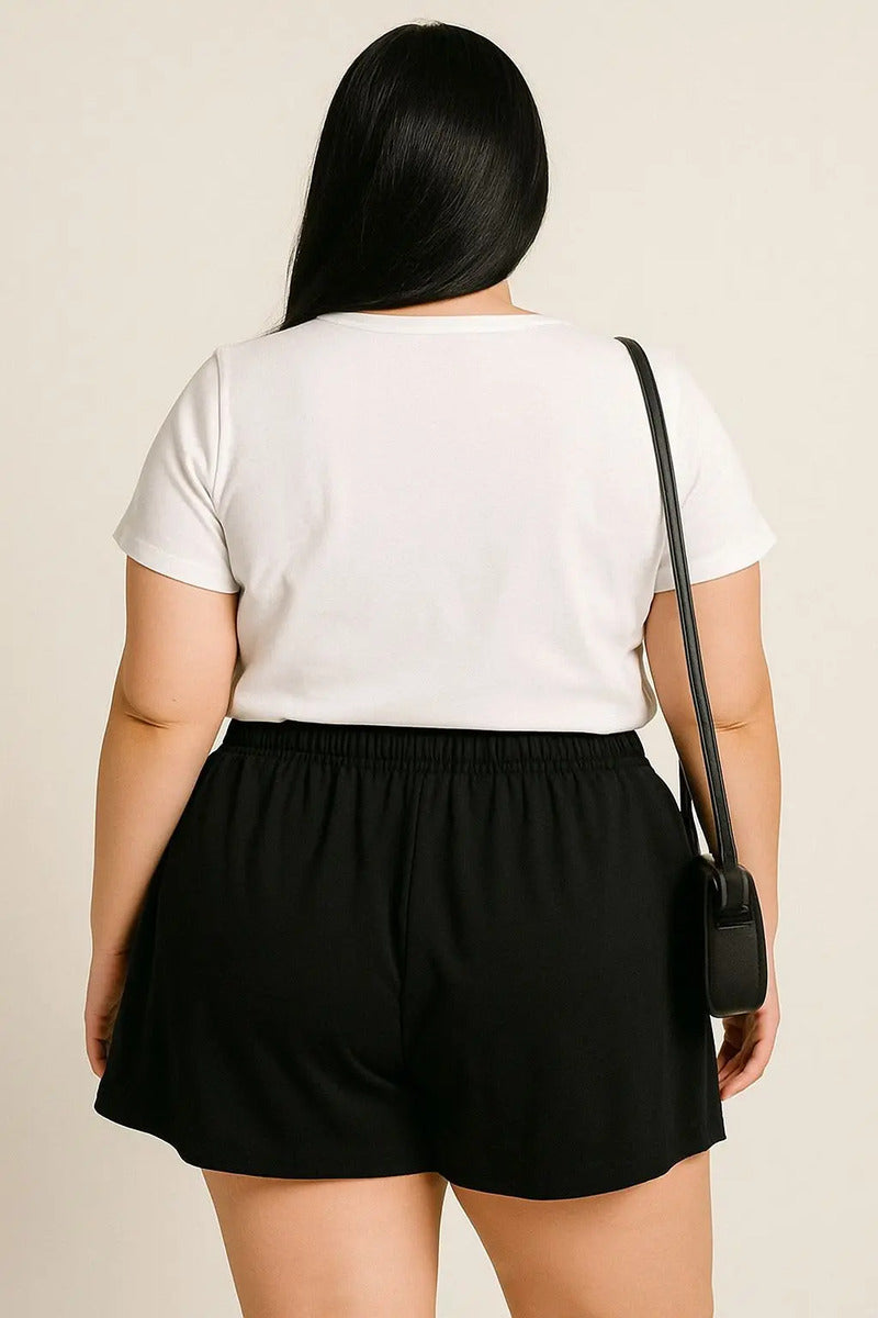 Shorts Plus Size Leve Feminino Cintura Alta