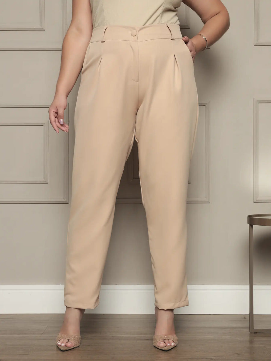 Calça Social Alfaiataria Cintura Alta Plus Size Feminina