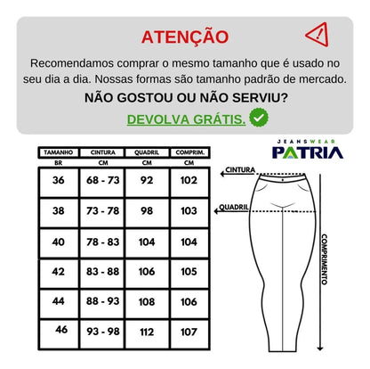 Calça Jeans Feminina Cós Alto Empina Bumbum Patria Brasil